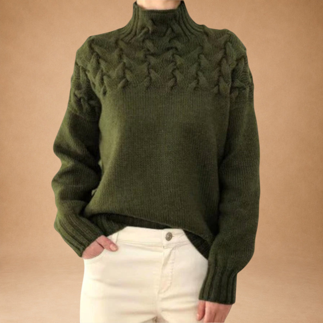 Eva - Women's Knitted Sweater with Knitting Detail