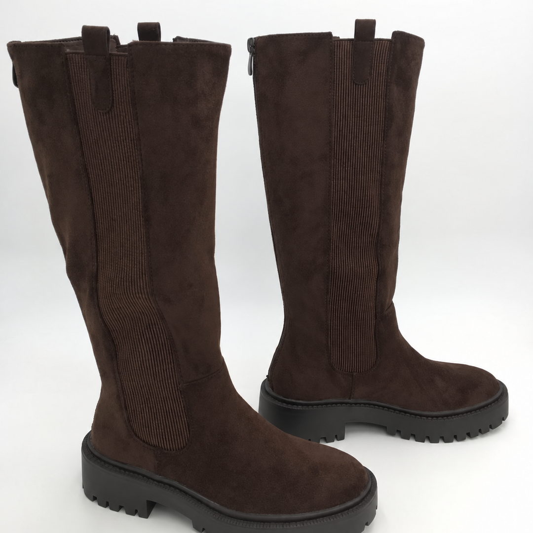 Round Toe High Boots with Side Zipper