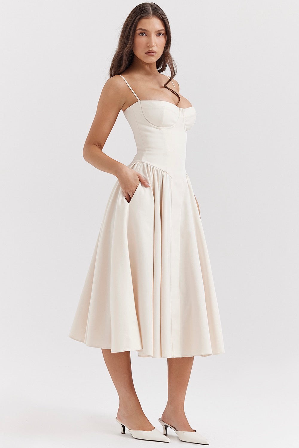 Structured Midi Dress with Built-in Bra