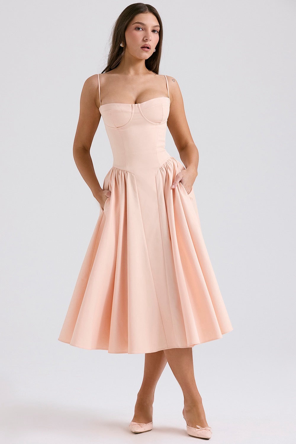 Structured Midi Dress with Built-in Bra