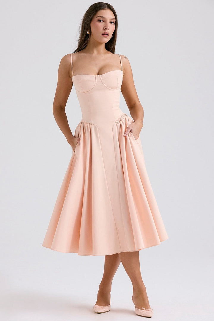 Structured Midi Dress with Built-in Bra