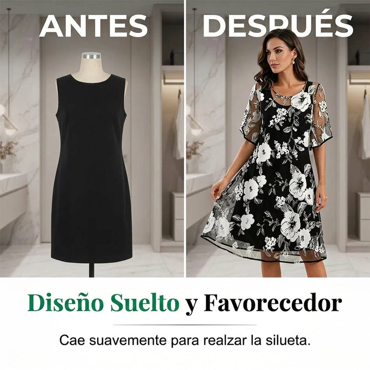 Elisa - Elegant Floral Chiffon Dress