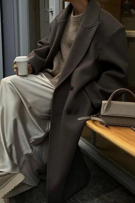 Reversible Oversized Wool Coat for Women
