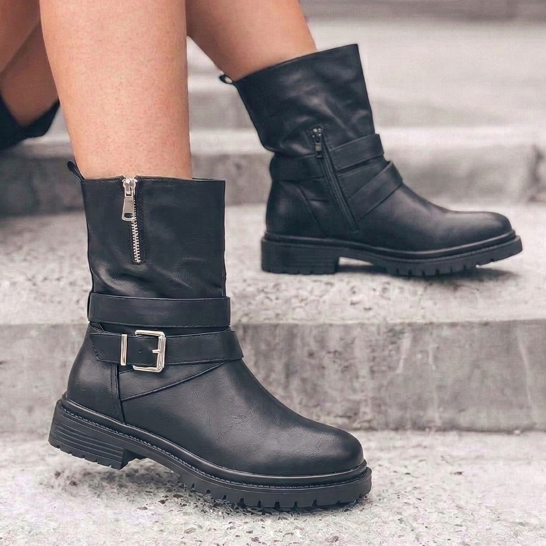 Black Ankle Boots Featuring Buckle Detail