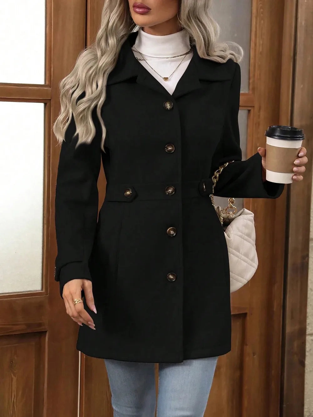 Elegant Slim Fit Autumn Wool Coat – Versatile Style for Every Occasion