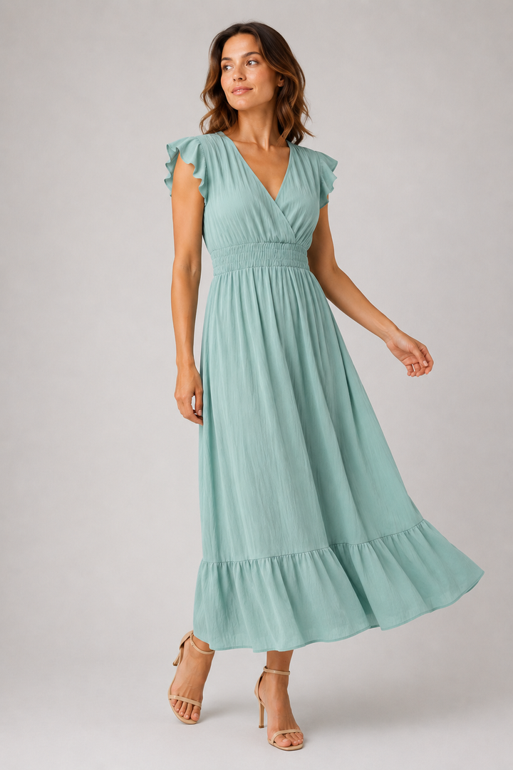 Lea | Ruffled Sleeve Summer Maxi Dress