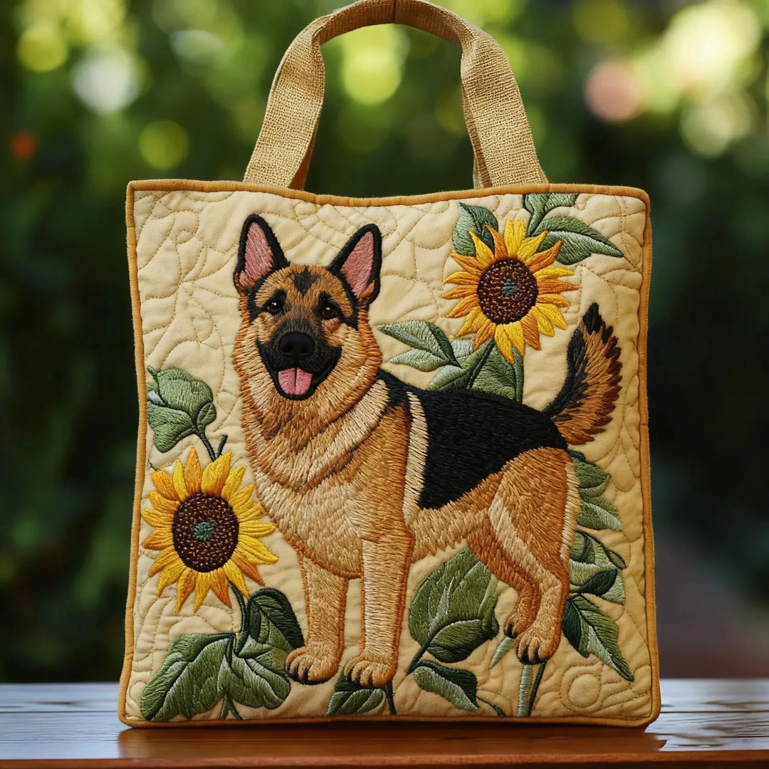 Handmade Bag with German Shepherd Flower Design
