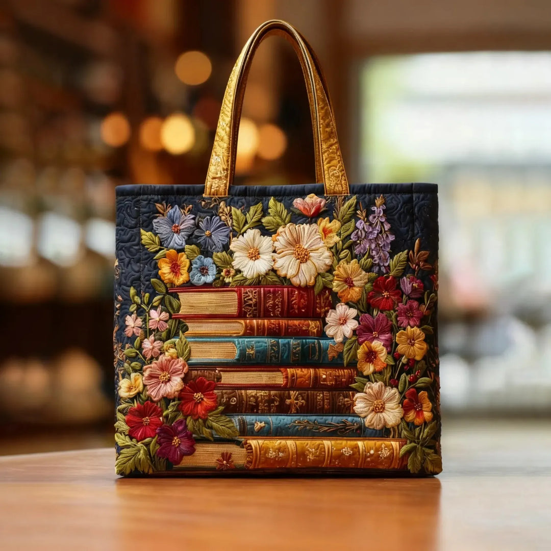 Handmade Bag | Design with Flowers and Books