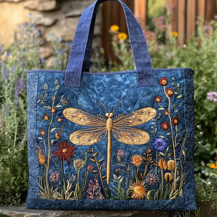 Handmade Bag with Golden Dragonfly