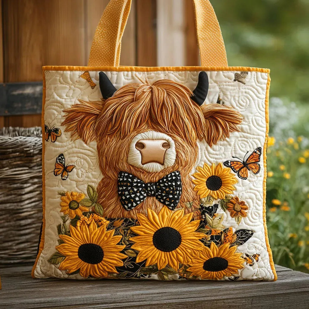 Handmade Bag | Cow from High Lands with Sunflower Design