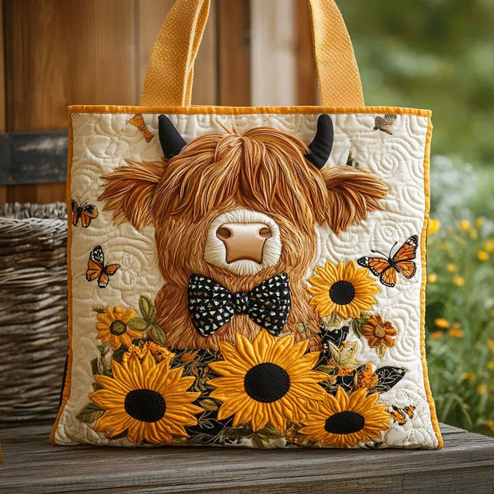 Handmade Bag | Cow from High Lands with Sunflower Design