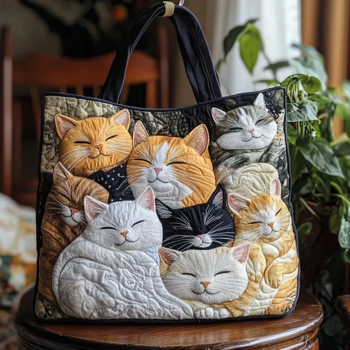Handmade Bag with Sleepy Kittens Theme