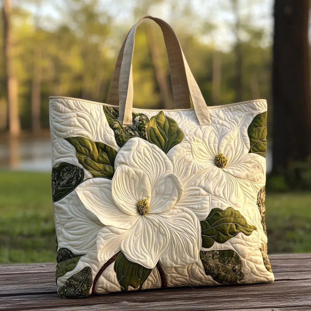 Handmade Bag with Elegant White Flowers