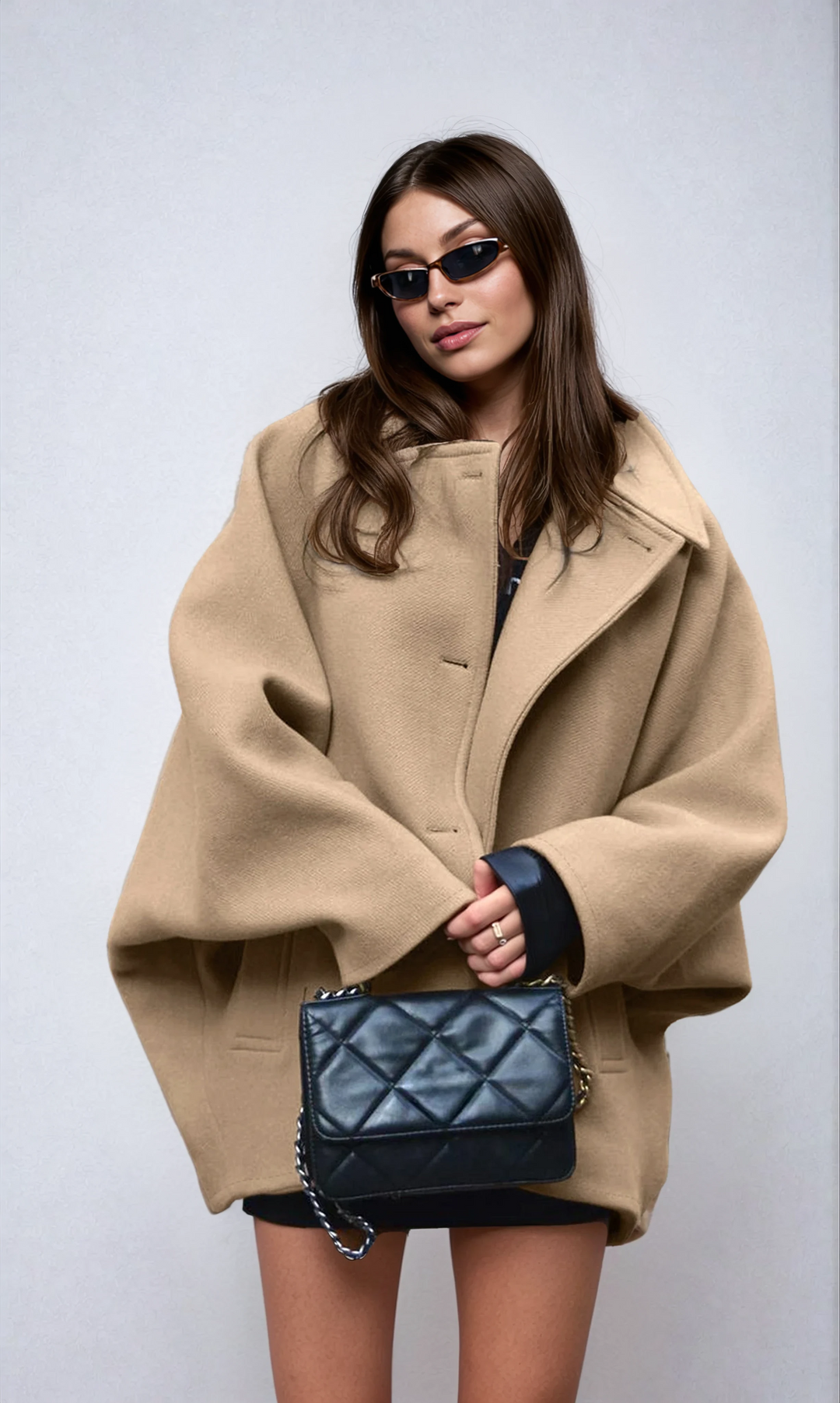 Button-Front Oversized Wool Coat