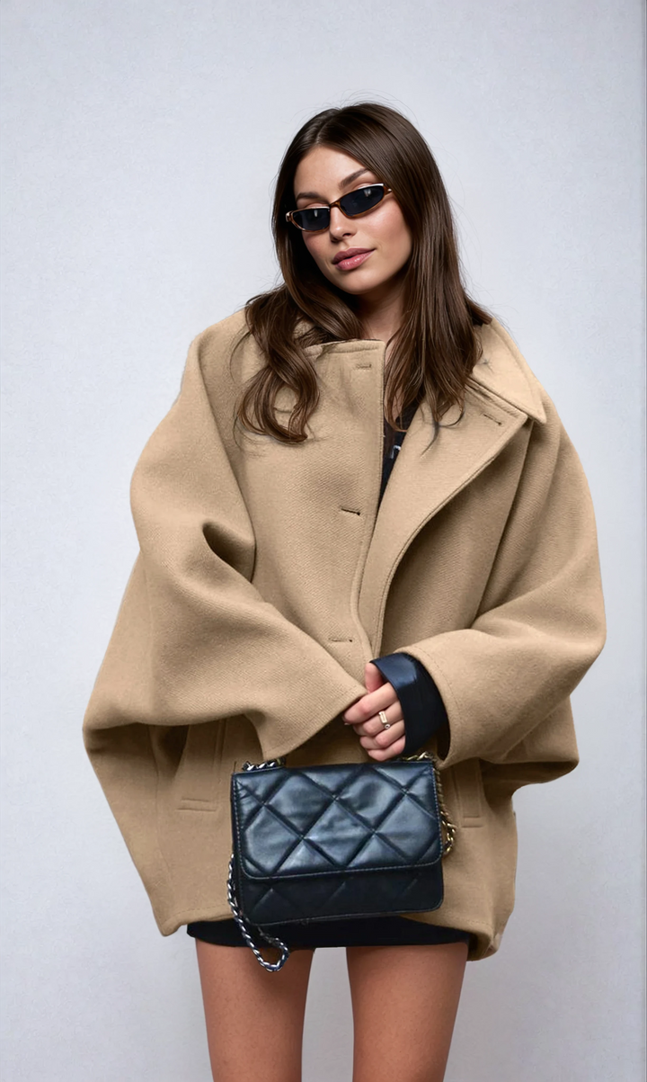 Button-Front Oversized Wool Coat