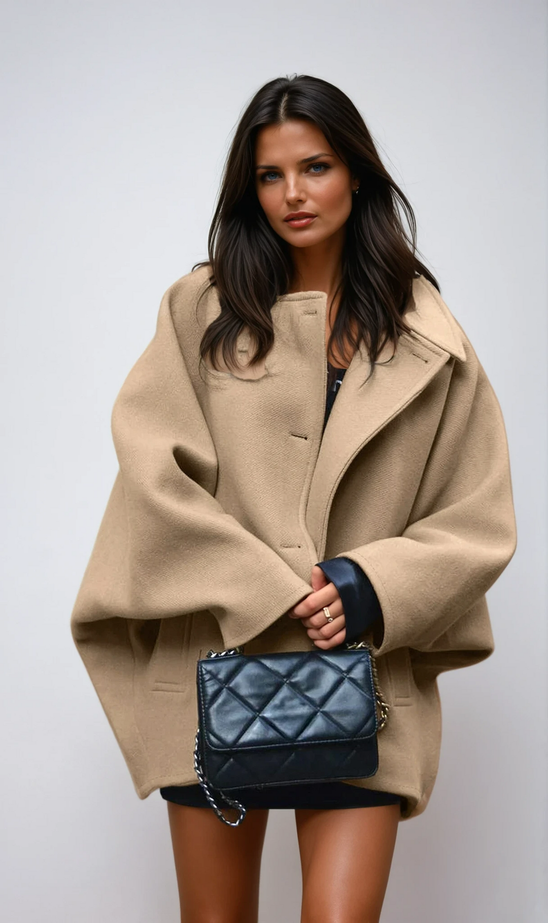 Button-Front Oversized Wool Coat