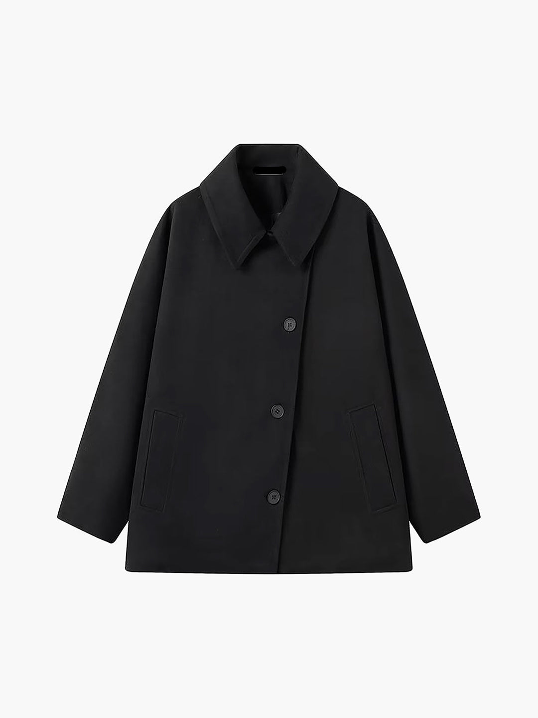 Button-Front Oversized Wool Coat
