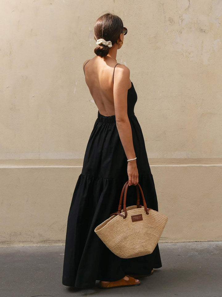 Maxi Backless Dress with Stunning Deep Décolletage