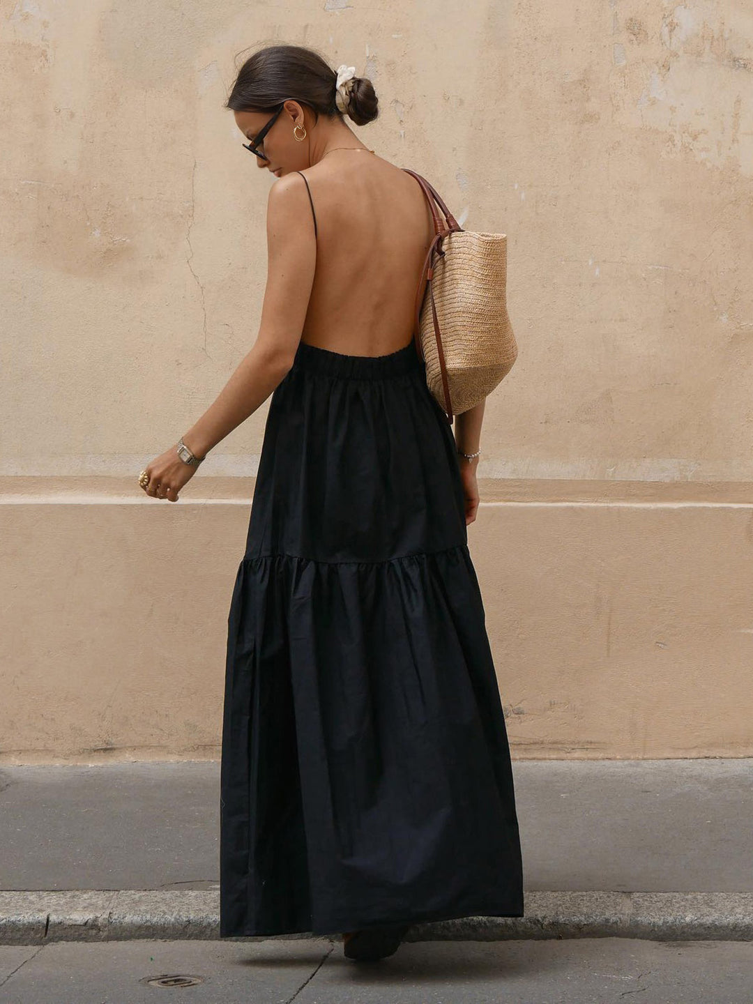 Maxi Backless Dress with Stunning Deep Décolletage