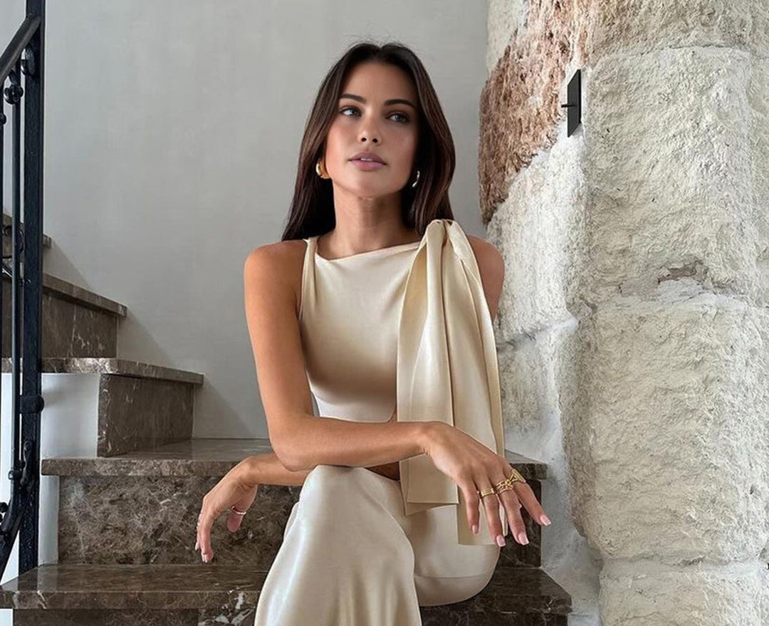 Maxi Dress with Shoulder Tie Design