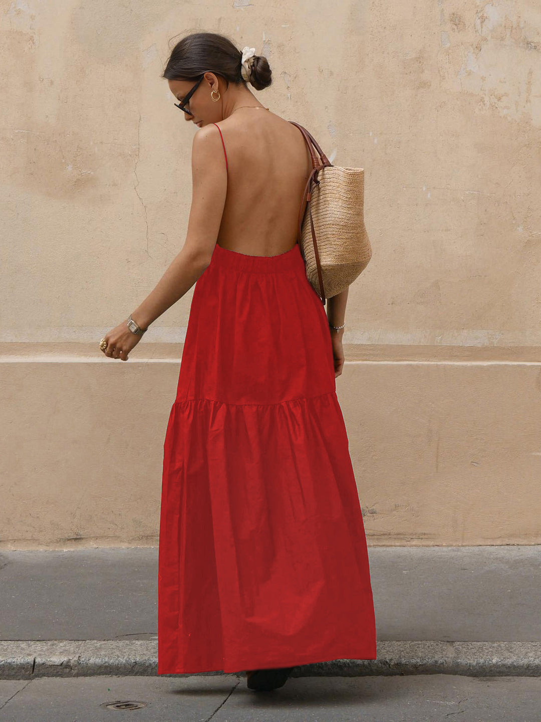 Maxi Backless Dress with Stunning Deep Décolletage