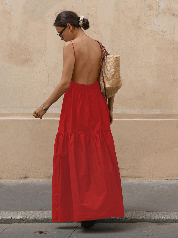 Maxi Backless Dress with Stunning Deep Décolletage