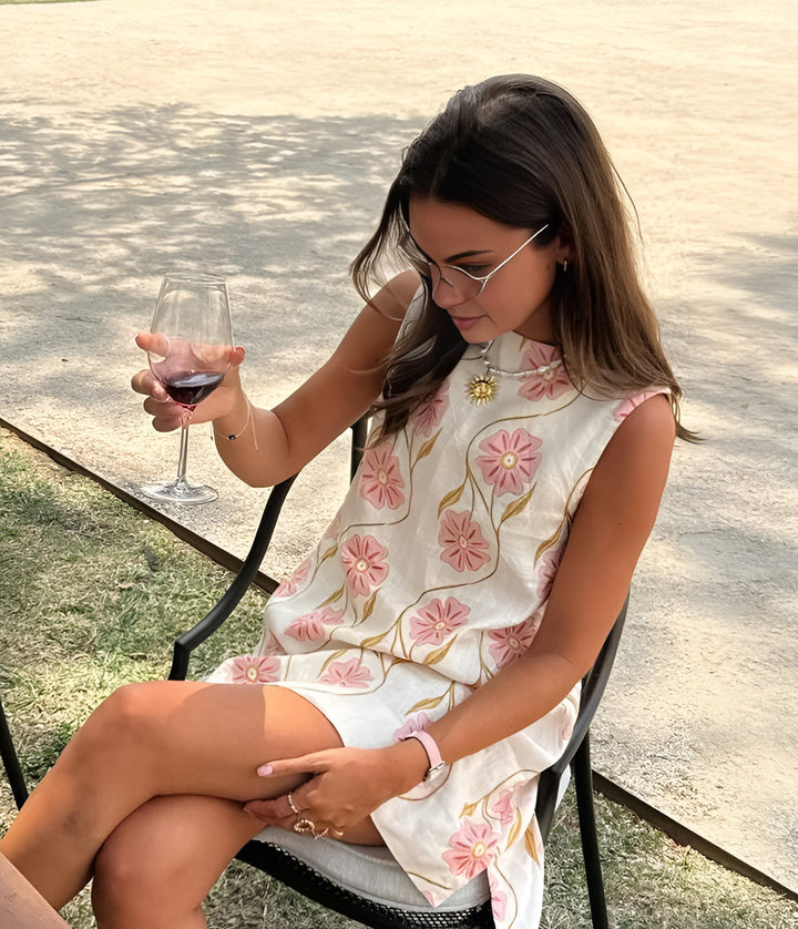 Sleeveless Mini Dress with Flowers