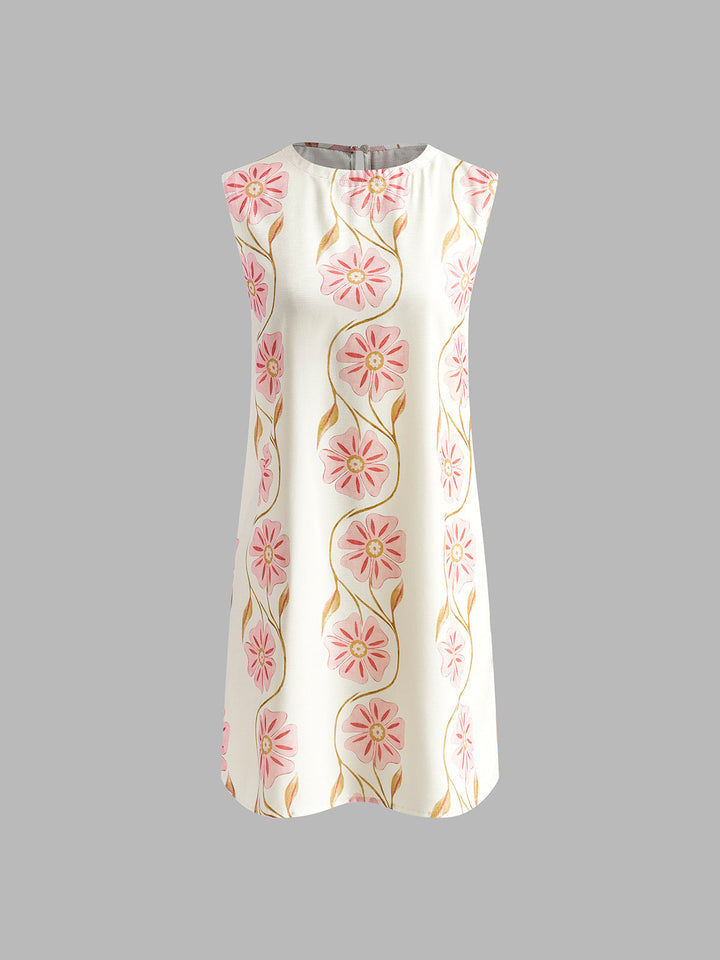 Sleeveless Mini Dress with Flowers