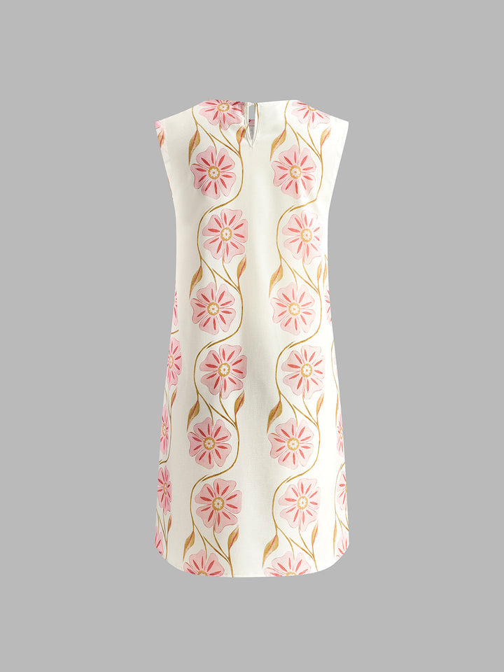Sleeveless Mini Dress with Flowers