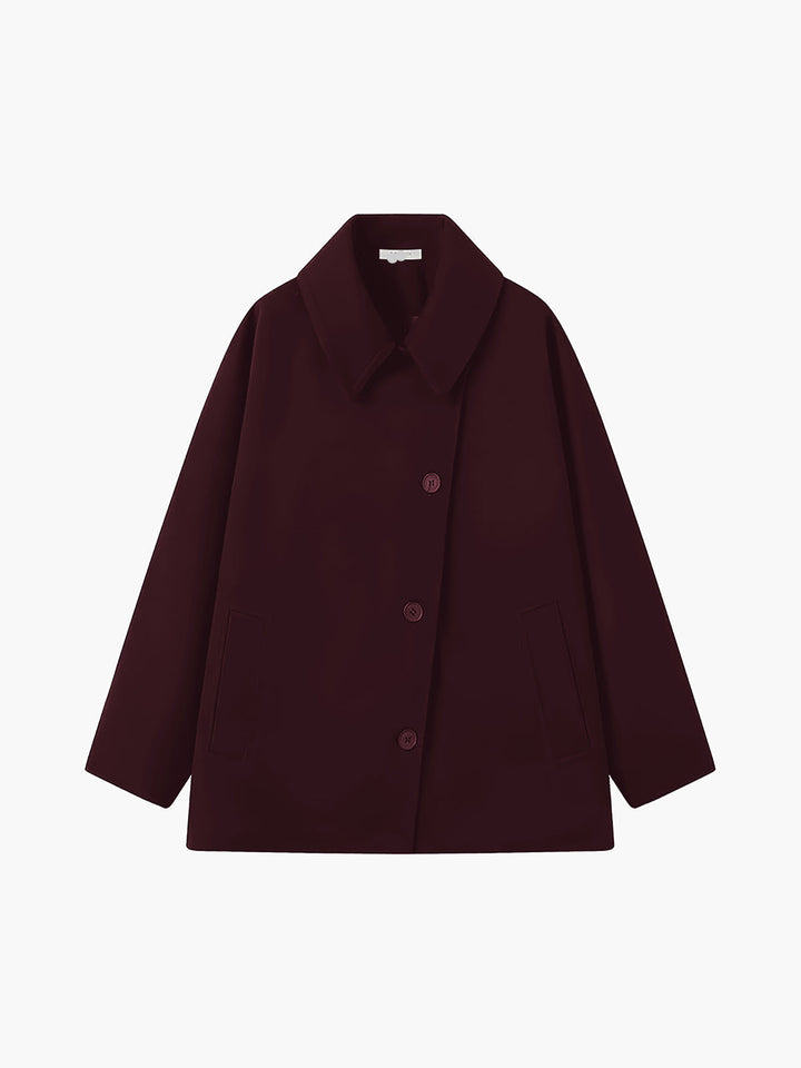 Button-Front Oversized Wool Coat