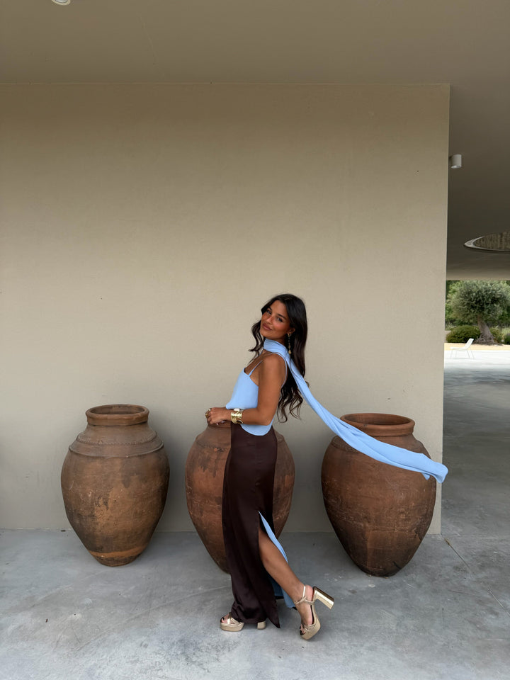 Fuzeta Dress in Brown and Blue