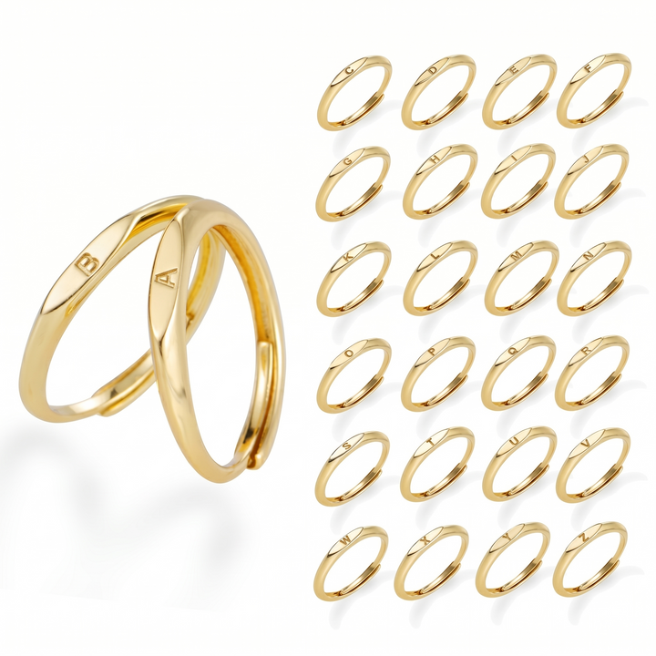 Elara Gold Ring with Letter