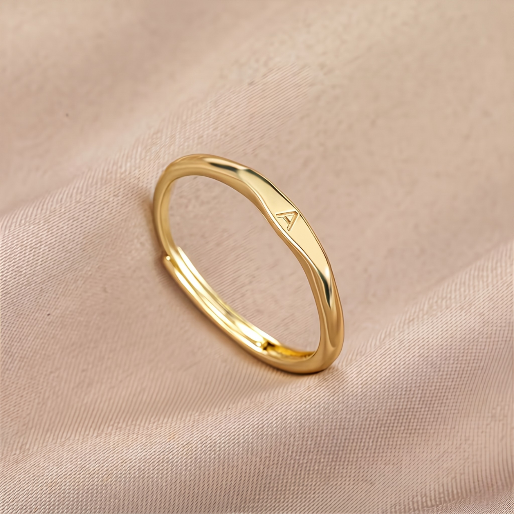 Elara Gold Ring with Letter