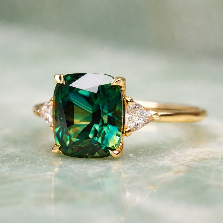 Elegant Square Ring with Emerald