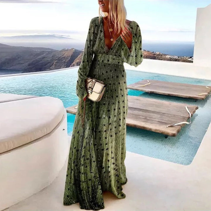 Women's Long Beach Dress with Long Sleeves