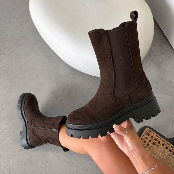Chunky Sole Mid-Calf Chelsea Boots