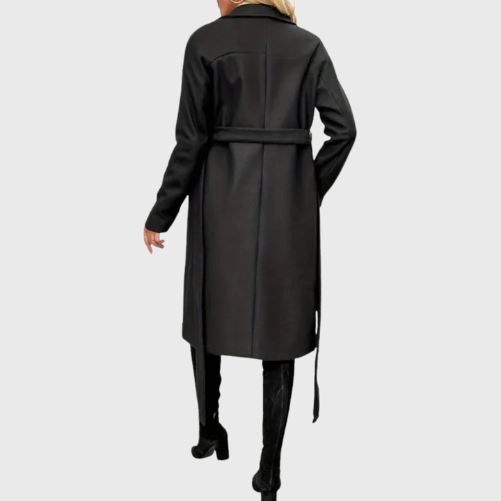 Women's Long Sleeve Belted Winter Trench Coat