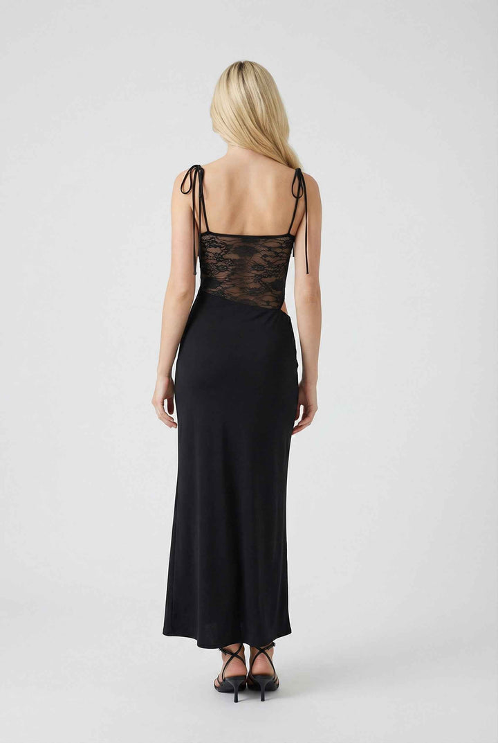 Sona | Elegant Black Maxi Dress for Romantic Evenings
