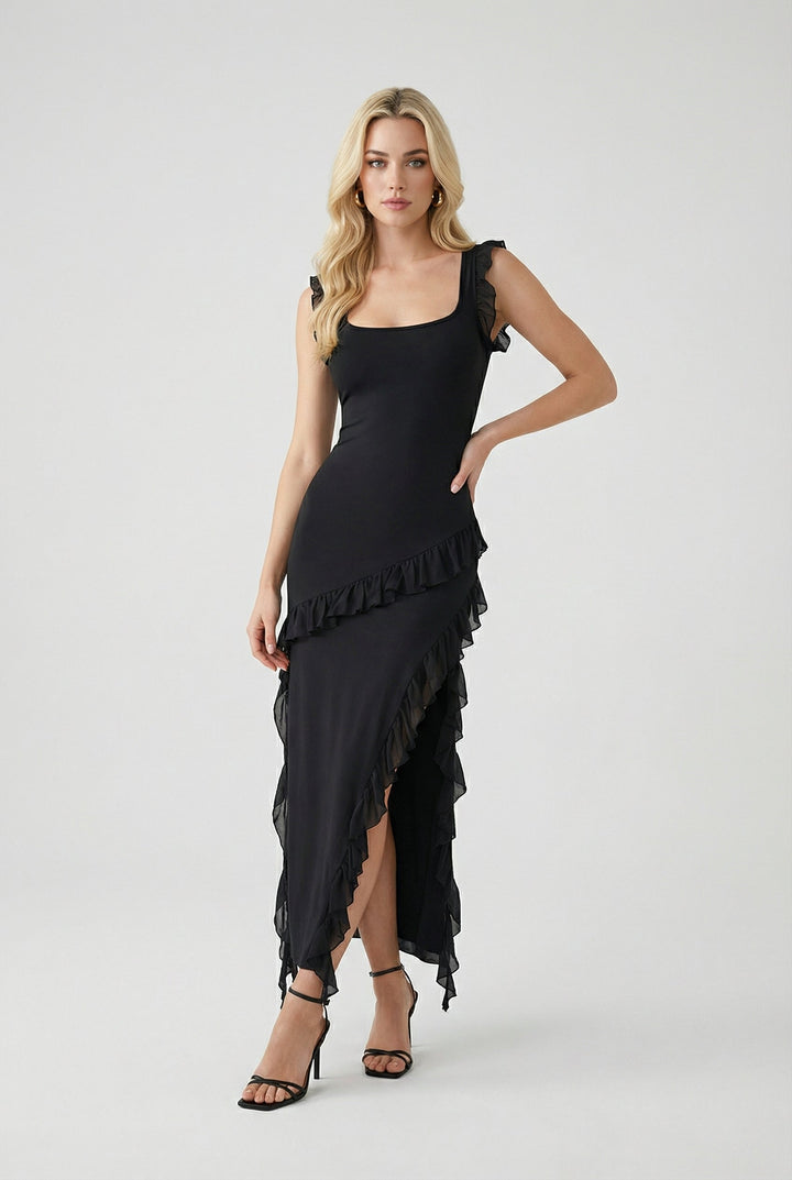 Katarína | Black Open-Back Maxi Dress