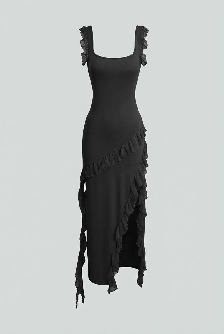 Katarína | Black Open-Back Maxi Dress
