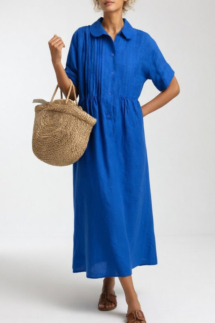 Klaudia | Relaxed Fit Linen-Cotton Shirt Dress