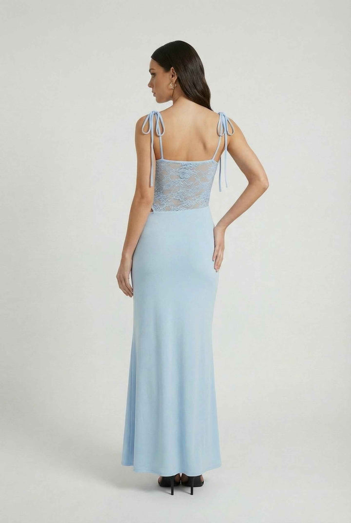 Klára | Elegant Blue Fitted Maxi Dress