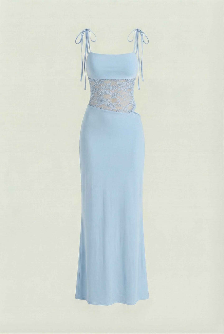 Klára | Elegant Blue Fitted Maxi Dress