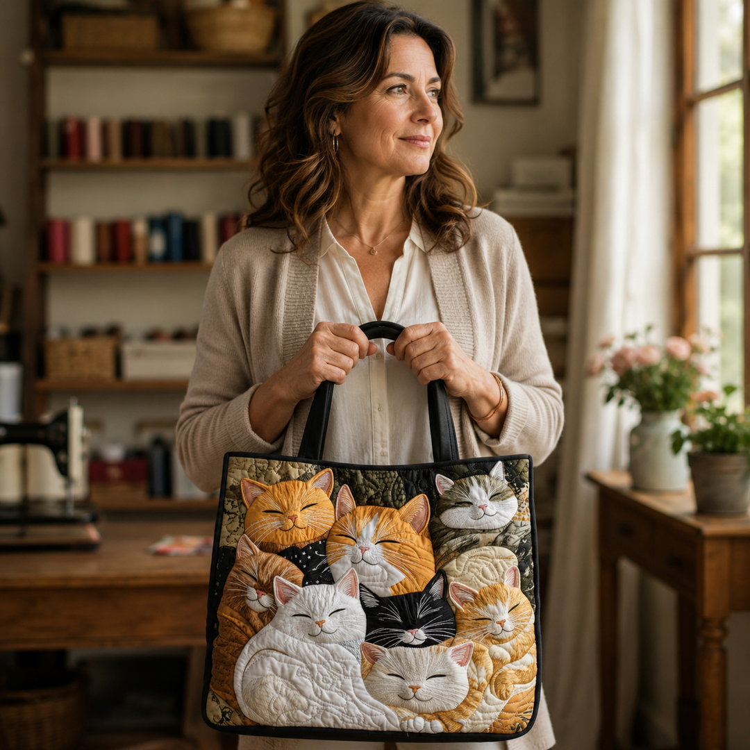 Handmade Bag with Sleepy Kittens Theme