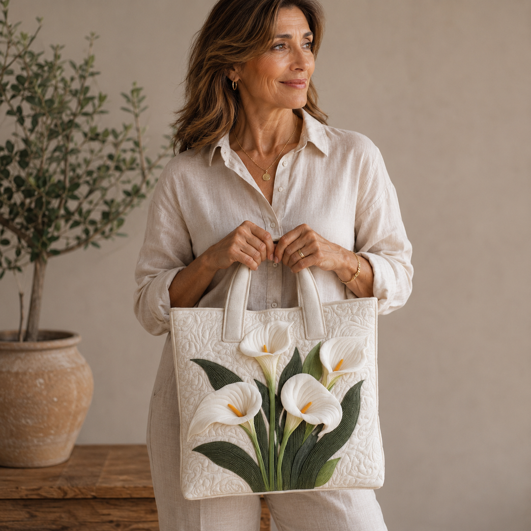 Handmade Bag with White Irises