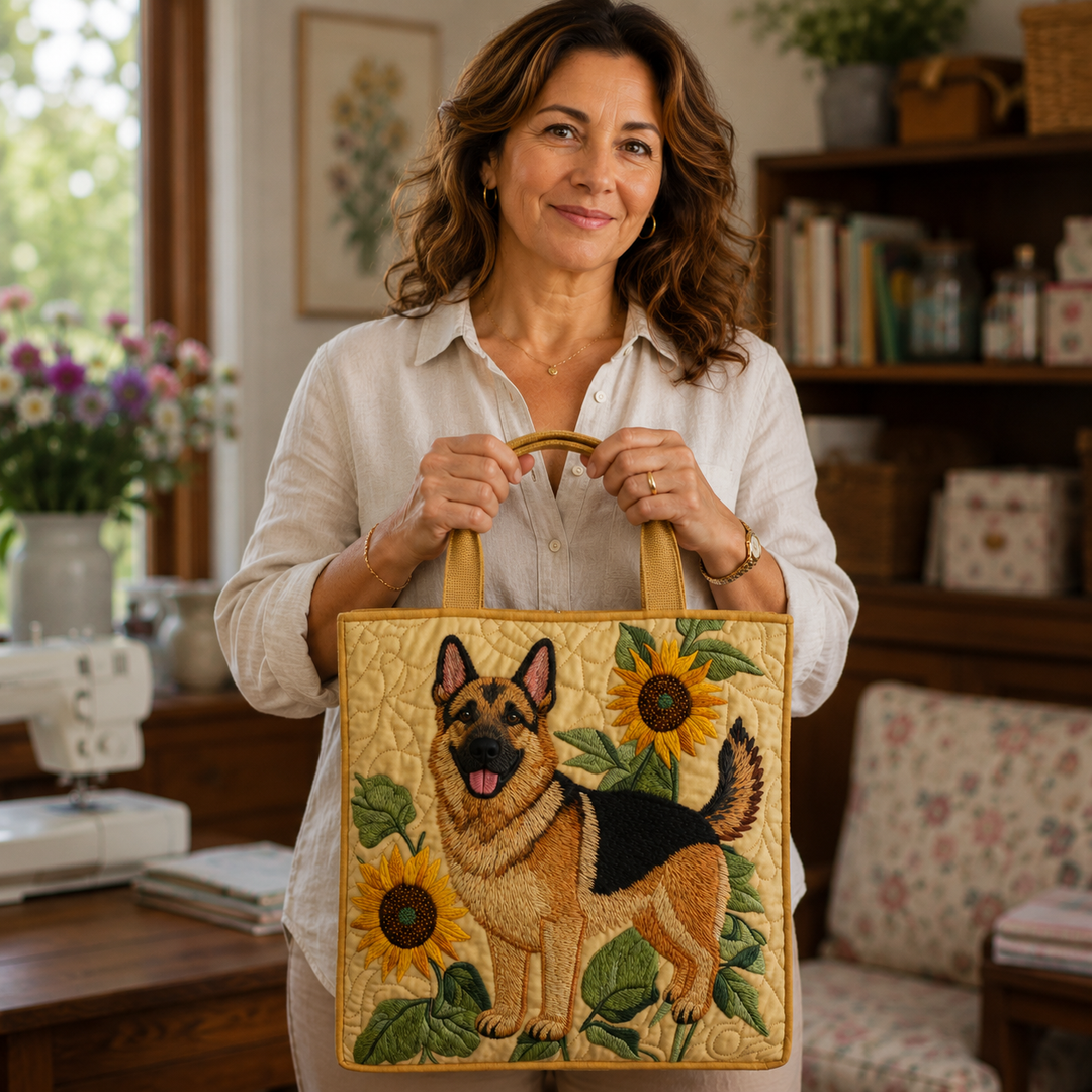 Handmade Bag with German Shepherd Flower Design