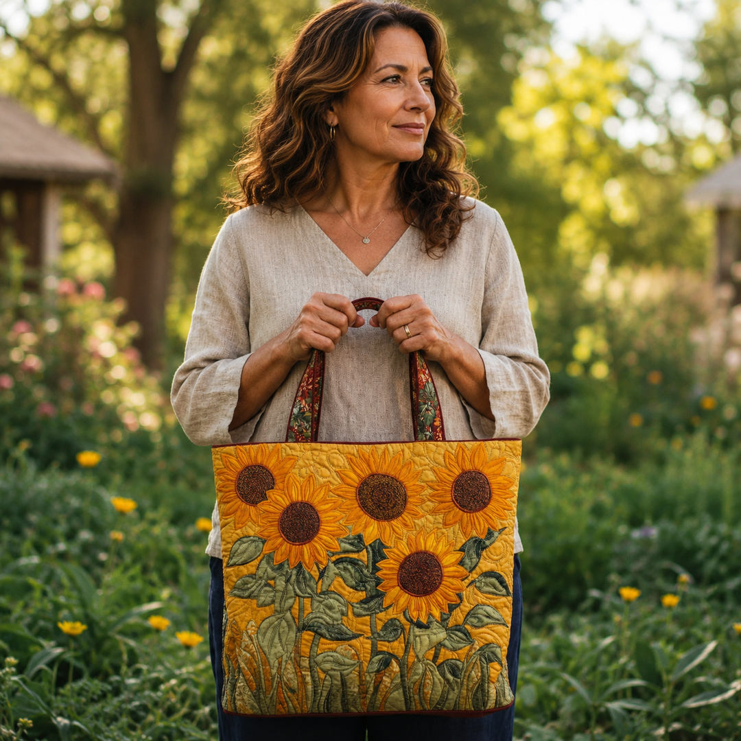 Handmade Bag with Classic Sunflowers