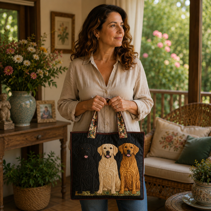 Handmade Bag with Three Labradors