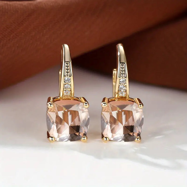 Ring Earrings with Hidden Stone | Gold