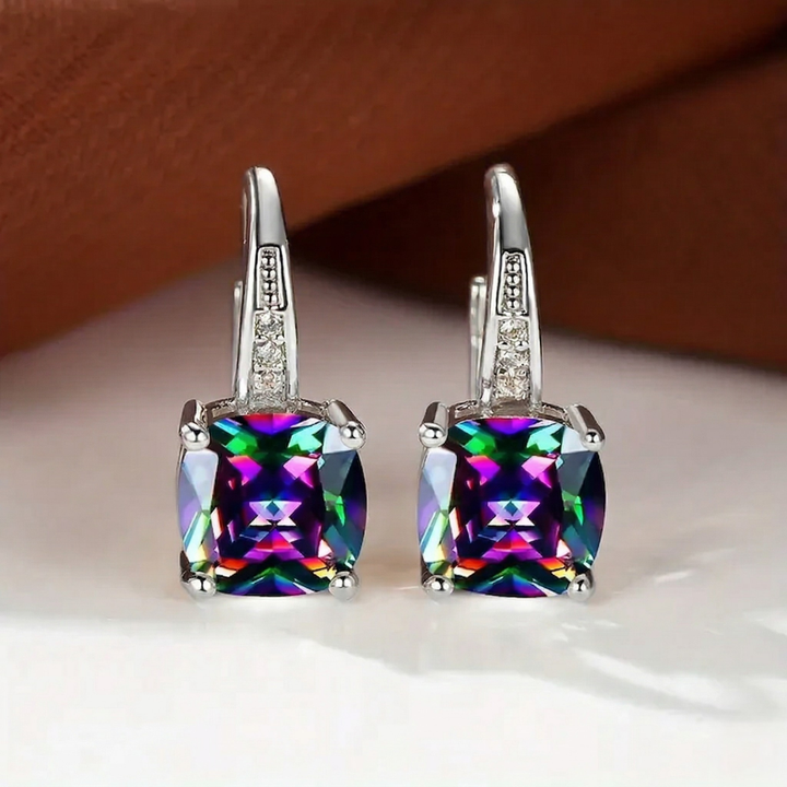 Ring Earrings with Hidden Stone | Gold